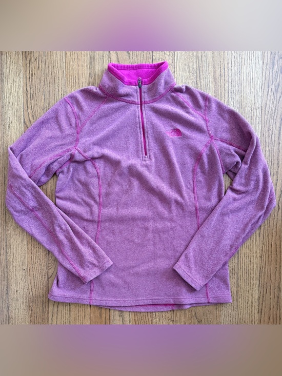 The North Face Tops - The North Face Pink Heathered Fleece 1/4 Zip Pullover Women’s Medium M